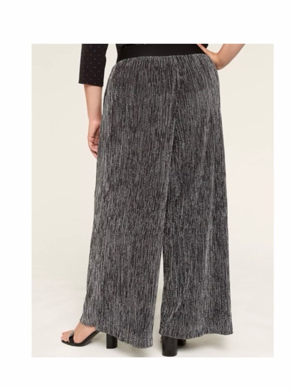 Lane Bryant Pull On Shine Knit Pleated‎ Wide Leg Pants NWT - Picture 8 of 8